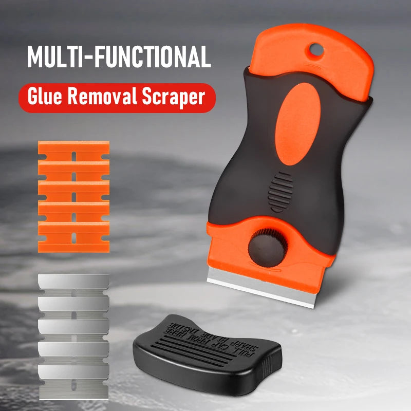 Raspador de limpieza de vidrio automático, herramienta para pegatinas de ventanas de coche, raspador antiarañazos con cuchillas de Metal + plástico, raspador para horno y encimera