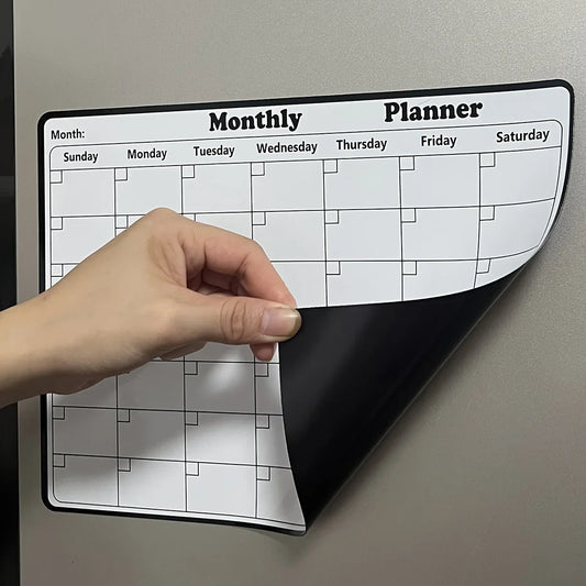 Calendario magnético de borrado en seco para refrigerador, planificador mensual, pizarra blanca, tablero de mensajes, B…