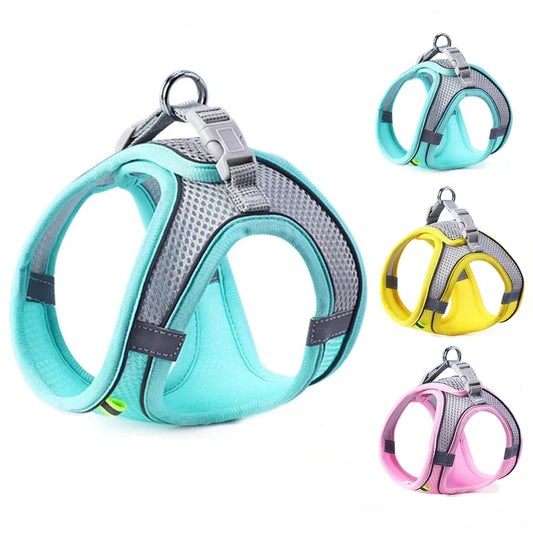Arnés para perros y gatos, chaleco, conjunto de cuerda para el pecho, arnés ajustable transpirable reflectante para mas…