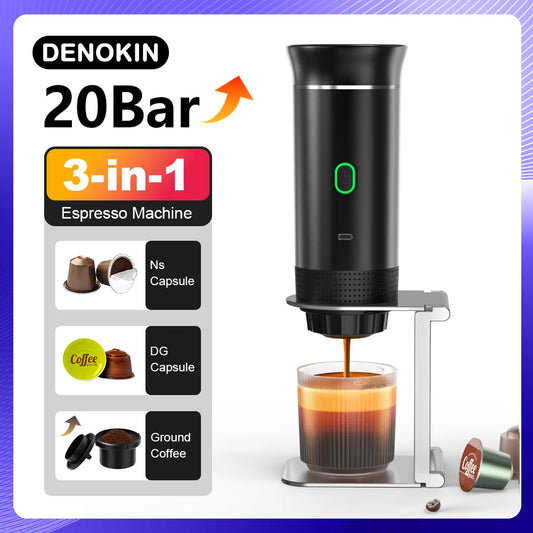 Cafetera Espresso portátil eléctrica inalámbrica para coche y hogar, cafetera para acampar, cafetera de viaje en polvo…