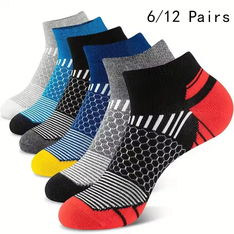 6/12 pares de calcetines coloridos de bañera baja para hombre, calcetines de negocios negros clásicos cómodos a la moda…