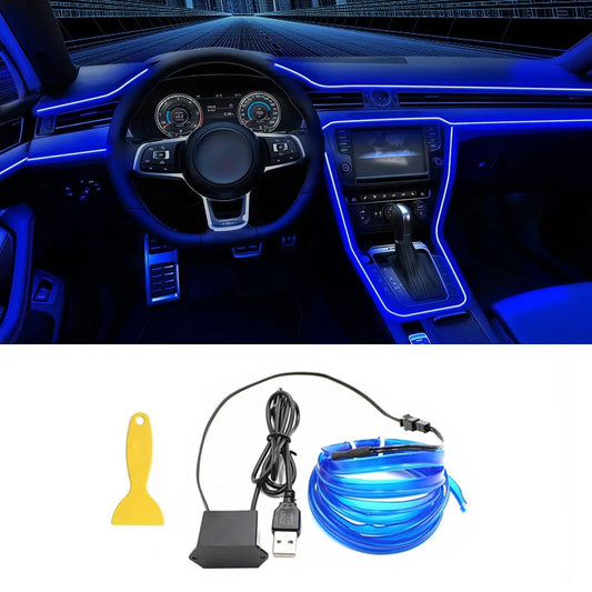 Tira de luces Led para Interior de coche, Lámpara decorativa de neón EL, cableado para Auto, bricolaje, luz ambiental F…