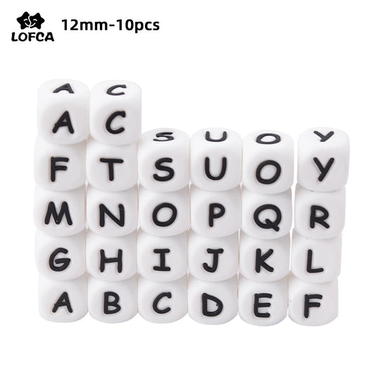 LOFCA, 10 Uds., 12MM, cuentas de letras de silicona, accesorios de joyería DIY para hacer pulseras, cuentas del alfabet…