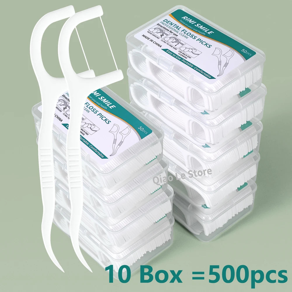1/2/5/10 caja de hilo Dental desechable portátil, palillo de dientes de plástico, palo de hilo Dental de alta tensión,…
