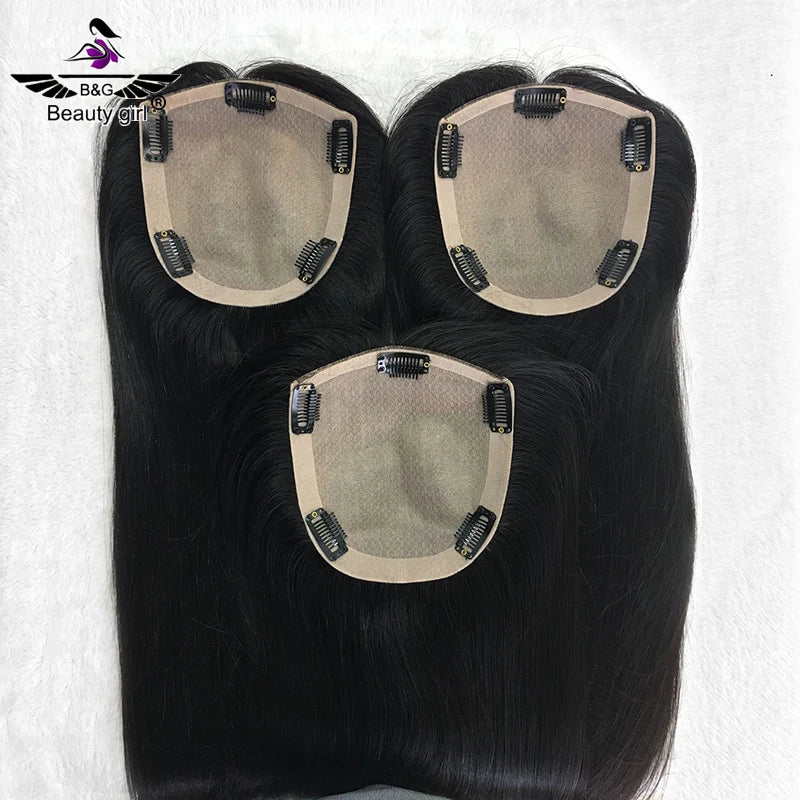 Best Selling Ready to Ship Middle Part Topper 14X15 Hand Made Clip in Silk Hair Toppers for Women Human Hair