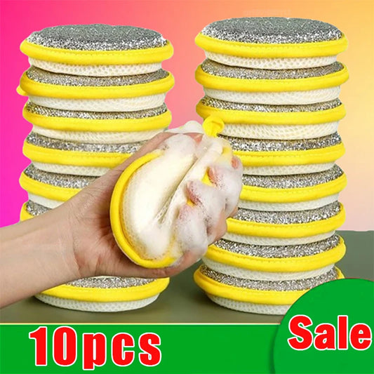 Esponja para lavar platos de doble cara, cepillo para lavar platos, sartén, olla, esponjas para lavar platos, herramien…
