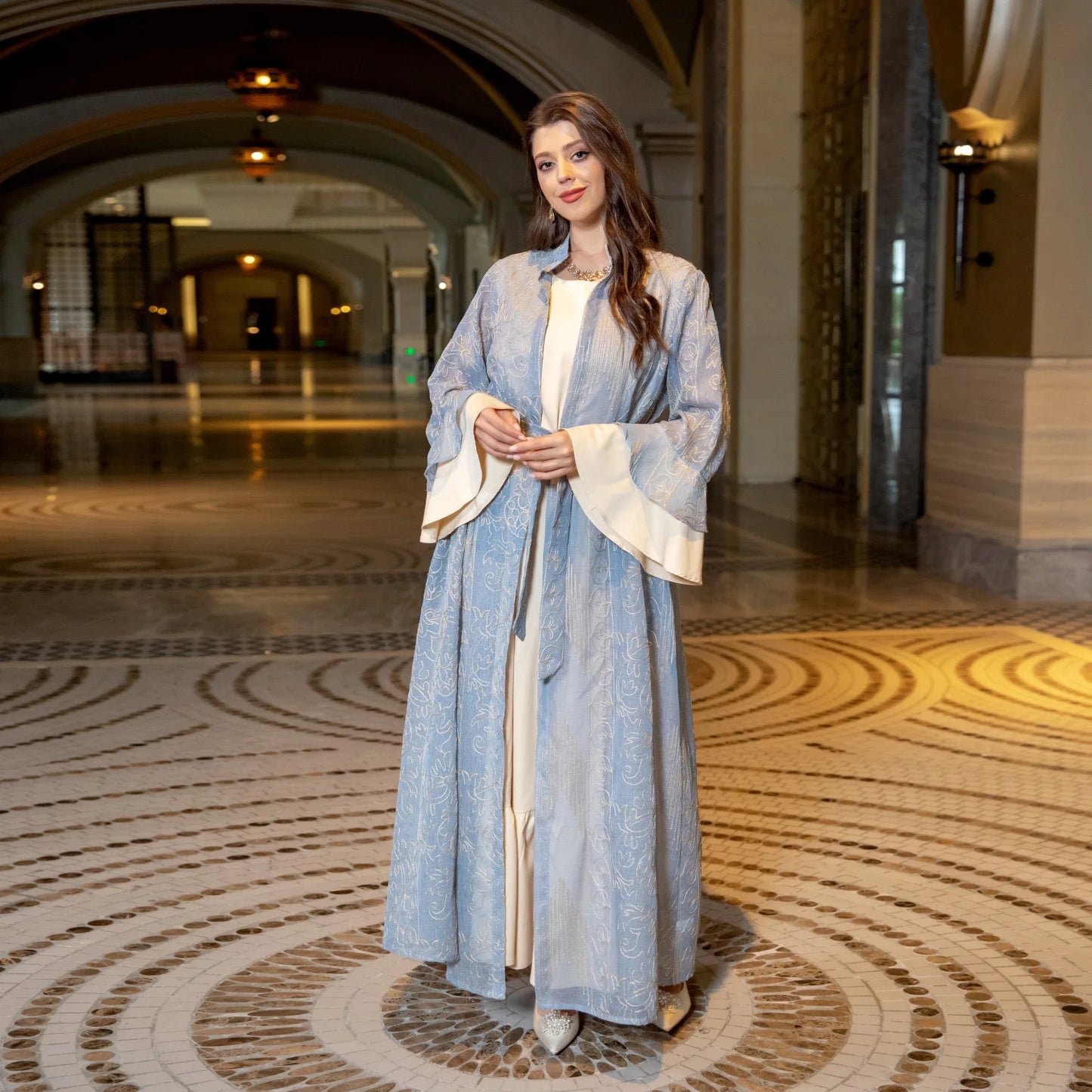 Abaya Dubai Turkey Muslim Fashion Hijab Dress Long Sleeve Dubai Abaya Muslim Prayer Dress 2 Piece Set Turkish Abaya Muslim Woman