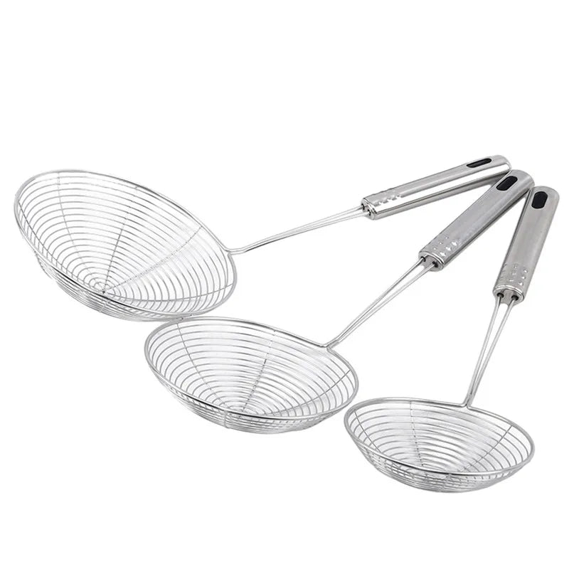 Espumadera ovalada, filtro de malla de acero inoxidable, olla de aceite, filtro de alimentos, utensilios de cocina, col…