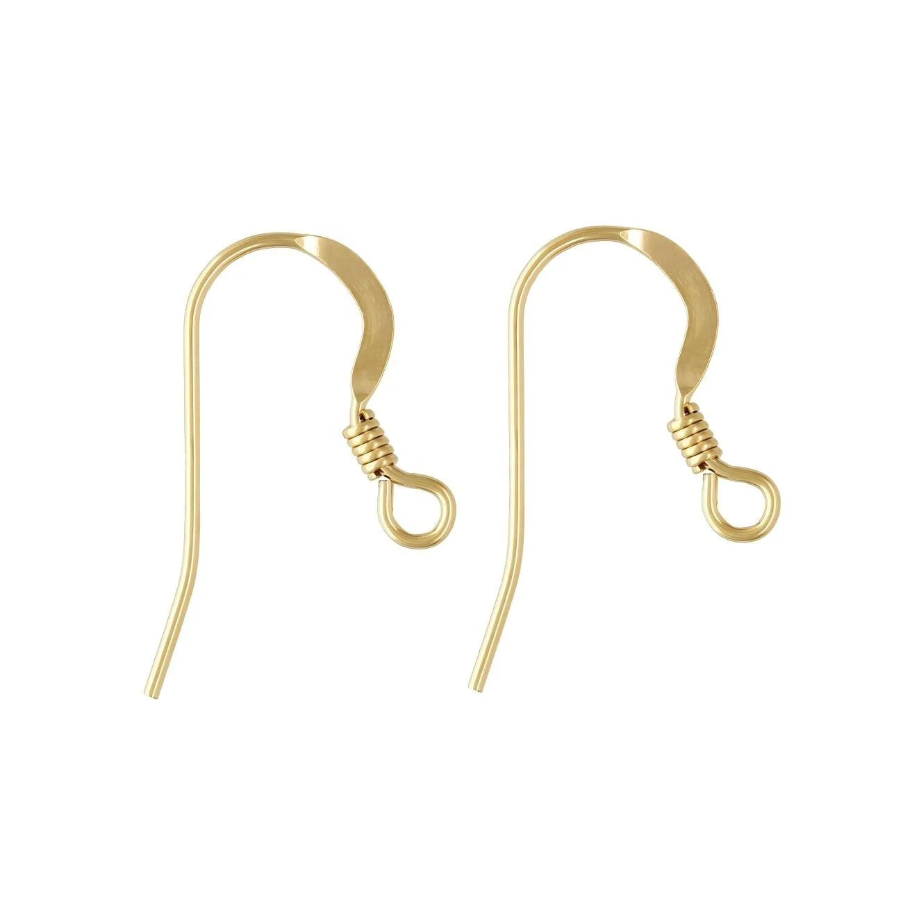 GP US 0.61mm 14K Gold Filled Ear Wire Flat with Coil Hook Wires Permanent Jewelry Handmade Jewellery Making Supplies Wholesal