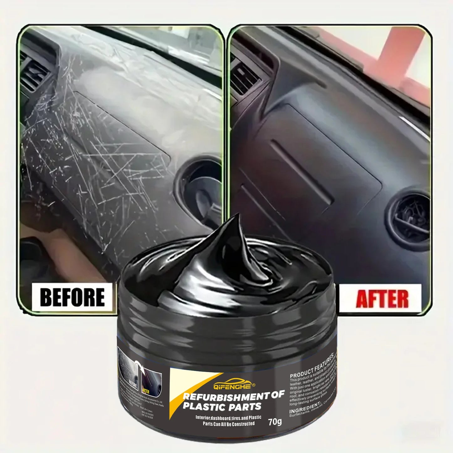 Agente Reparador de Plásticos para Automóviles - Cera para Pulir Plásticos Interiores y Exteriores, Crema Reparadora de…