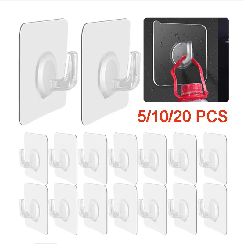 Gancho autoadhesivo para puerta transparente, gancho de pared para niños, estante de carga pesada, cocina, baño, toalla…