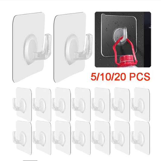 Gancho autoadhesivo para puerta transparente, gancho de pared para niños, estante de carga pesada, cocina, baño, toalla…