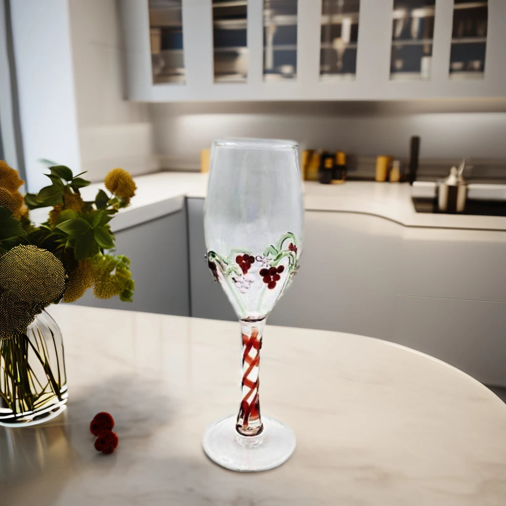 Chien Keng Hand Blown Handmade Modern Heat-resistant Durable 7-10 oz (200~300ml) Borosilicate Mosaic Glass Red Wine Goblets