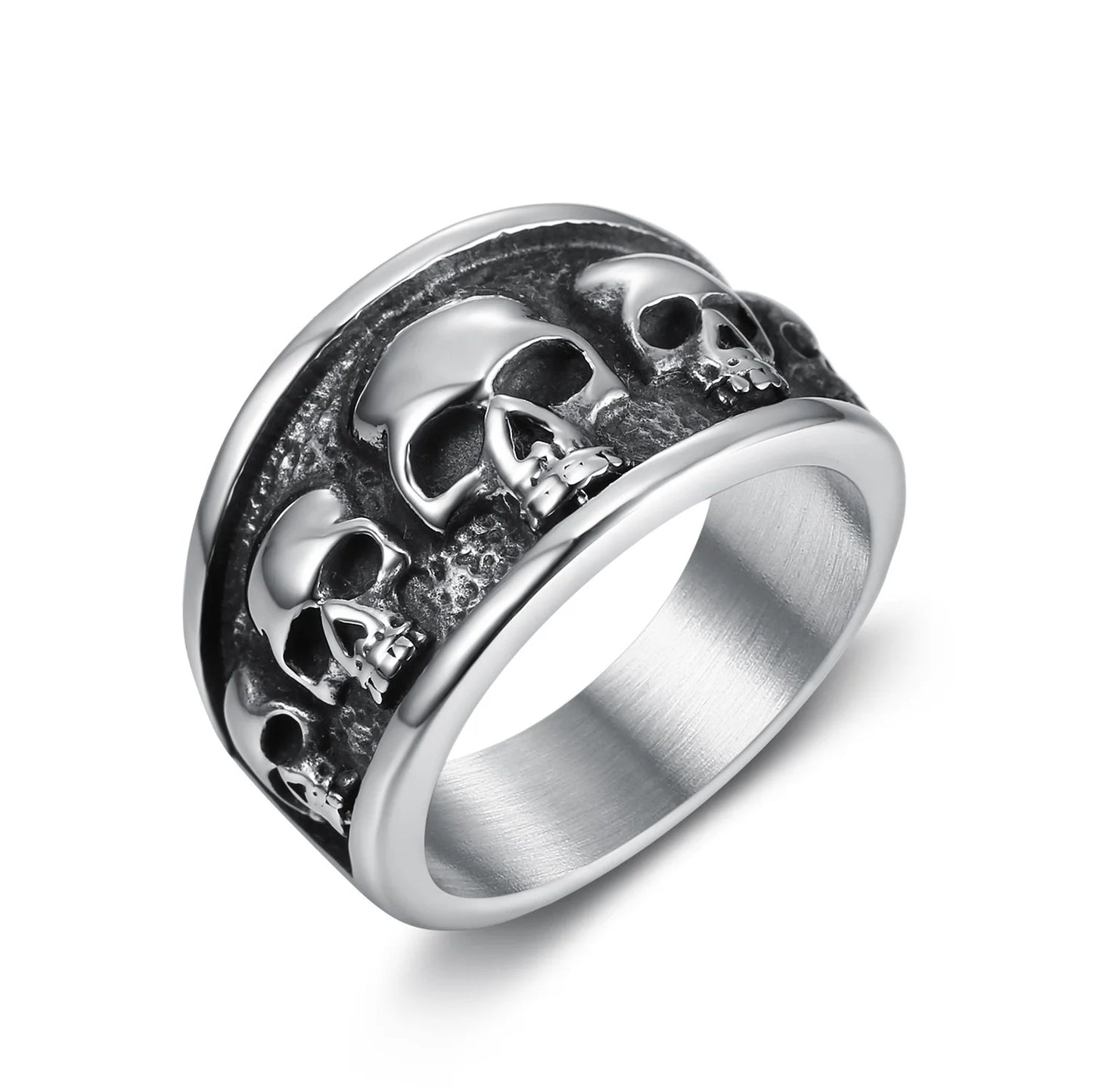 Punk Rock Hip Hop Skull LM Brand Stainless Steel Finger Ring with 3 Colors for DND RPG for Tabletop Games