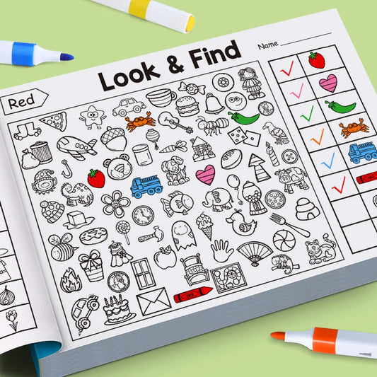 Juego de búsqueda de artículos para niños, mejora la percepción visual, divertido libro para colorear, enfoque y atenci…