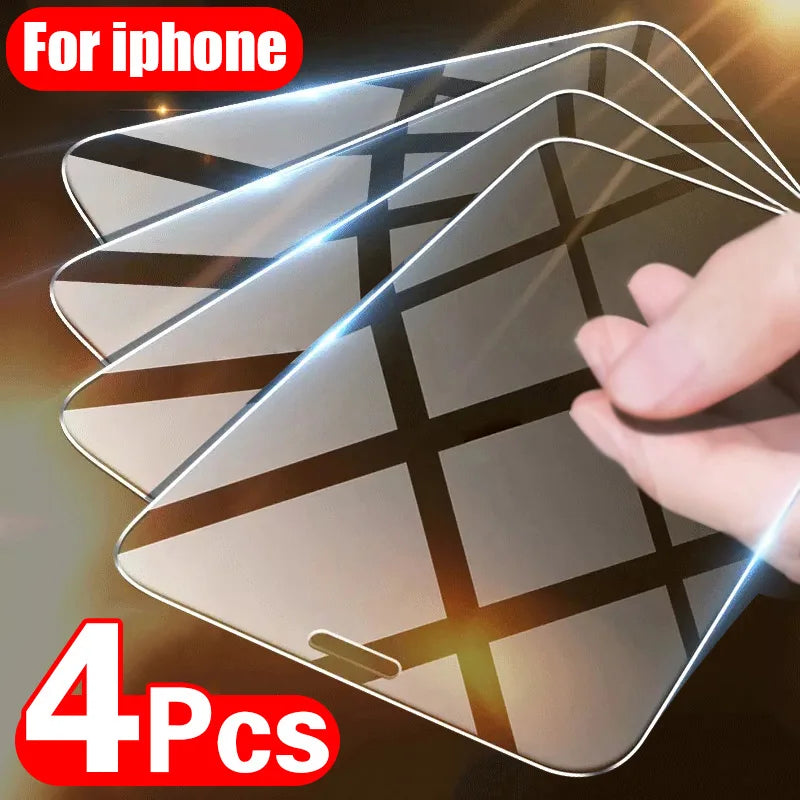 4 Uds vidrio templado para iPhone 11 12 13 14 15 16 17 Pro Max Protector de pantalla para iPhone 12 13 Mini 7 8 6 Plus…