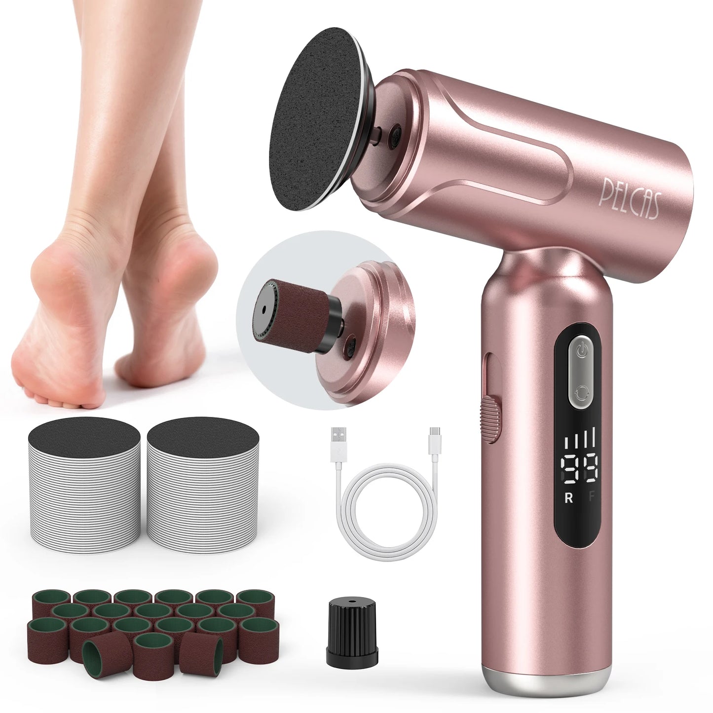 PELCAS Portable Electric Nail DrillPC120B Compact Efile Electrical Professional Nail File Kit for Acrylic Gel Nails