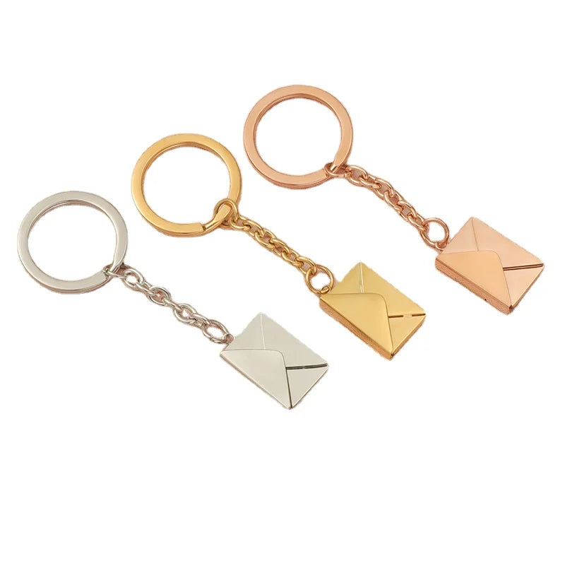 Diy Personalized Valentine's Day Gifts Blank Custom Word Letter Stainless Steel LOVE Envelope KeyChain Promotional Gift Keych