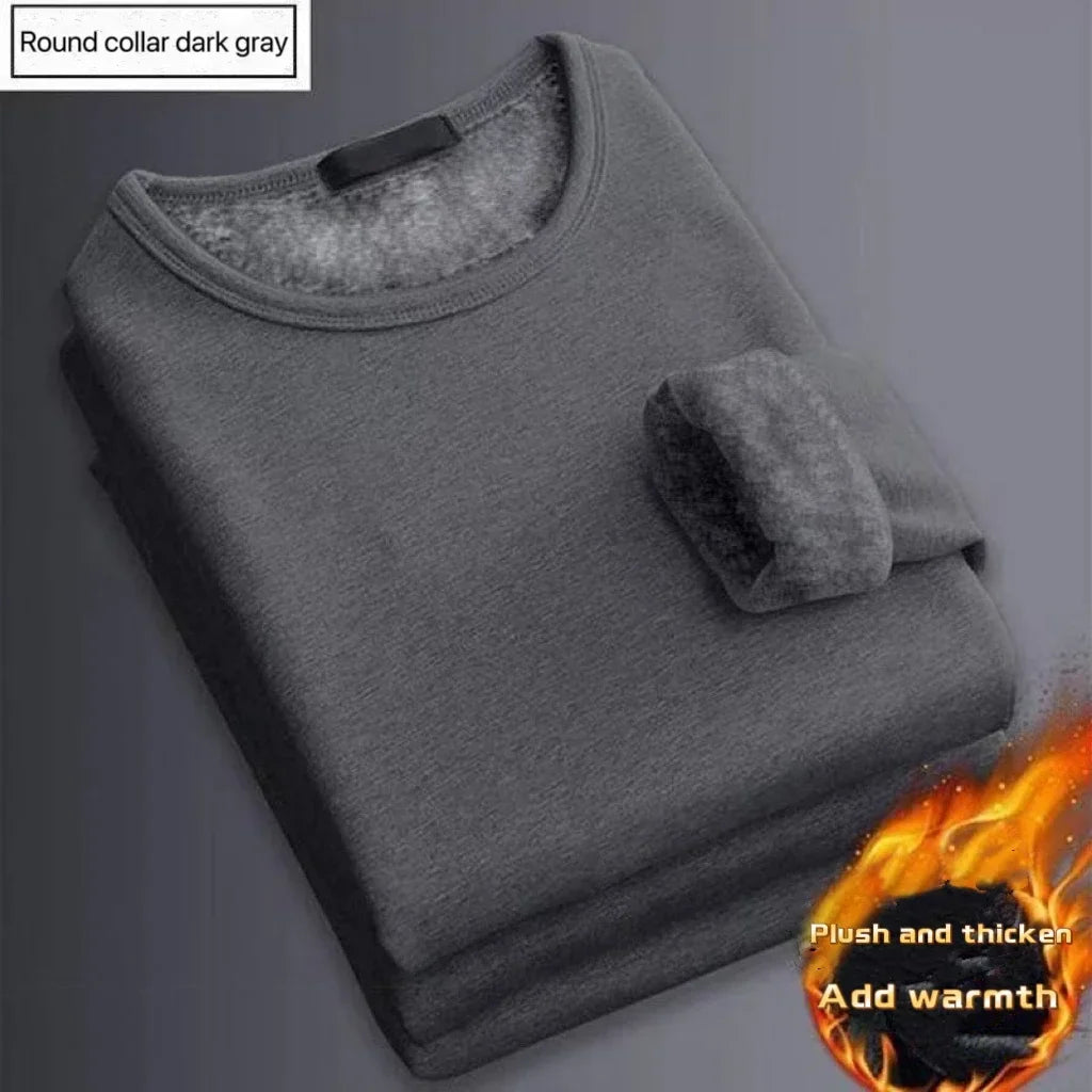 Camisetas cálidas de terciopelo grueso para hombre, ropa interior térmica de manga larga para invierno, camiseta de mod…
