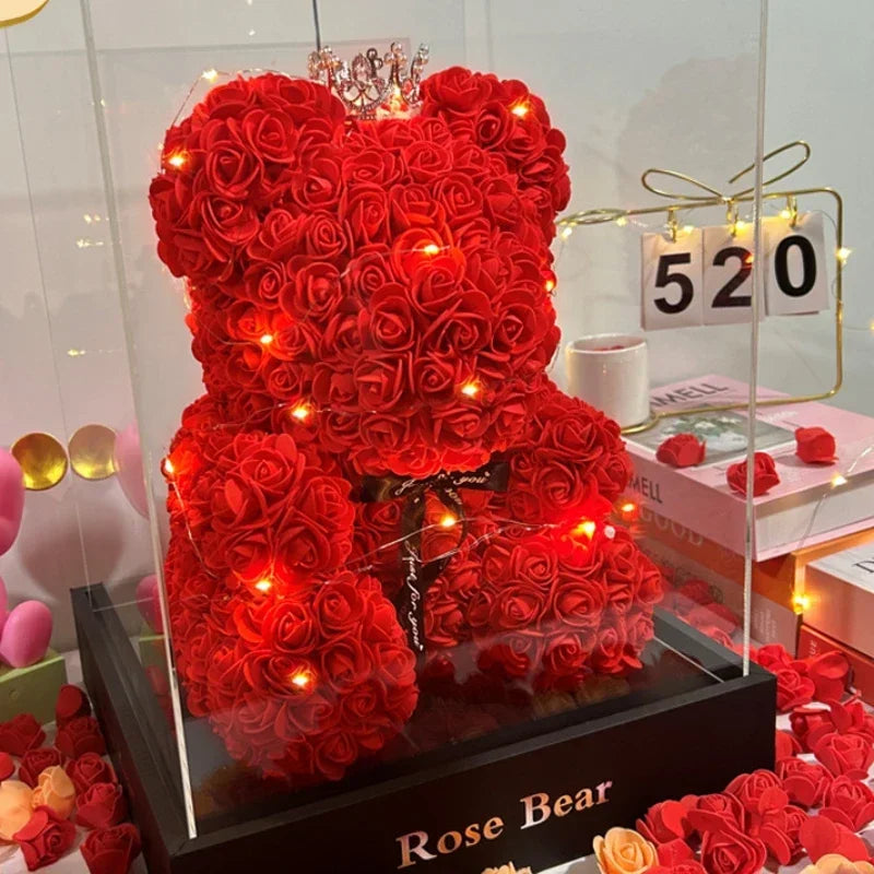 Oso de Peluche con Rosa Eterna Artificial 2026 para el Día de la Madre, Cumpleaños, San Valentín, Aniversario, Regalos…