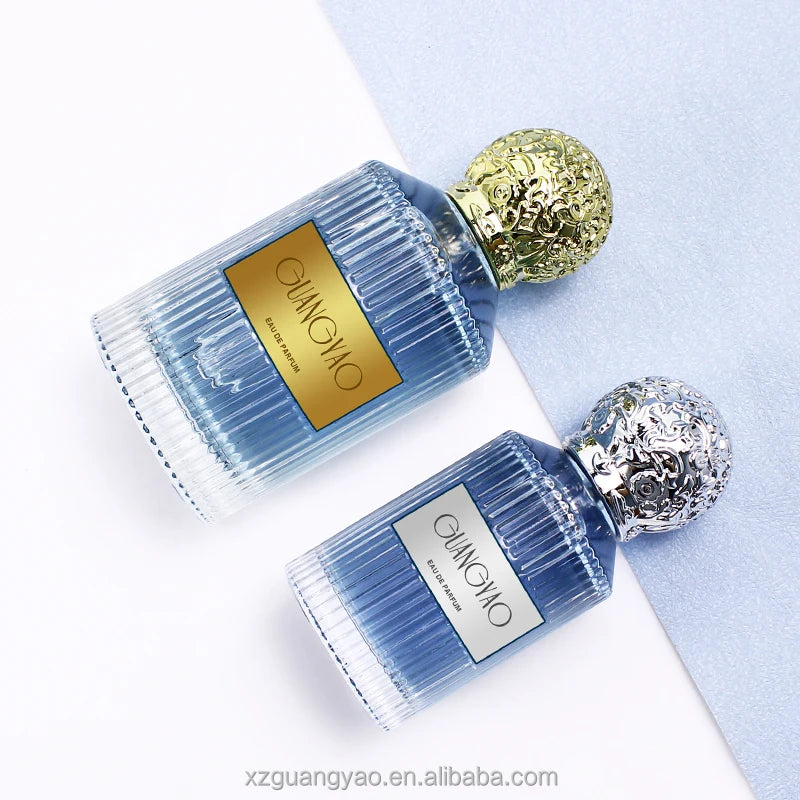 Elegant 50ML Luxury Crimp Glass Perfume Bottle with a Mist Sprayer and 100 ML Round Glass Storage Packaging with Box