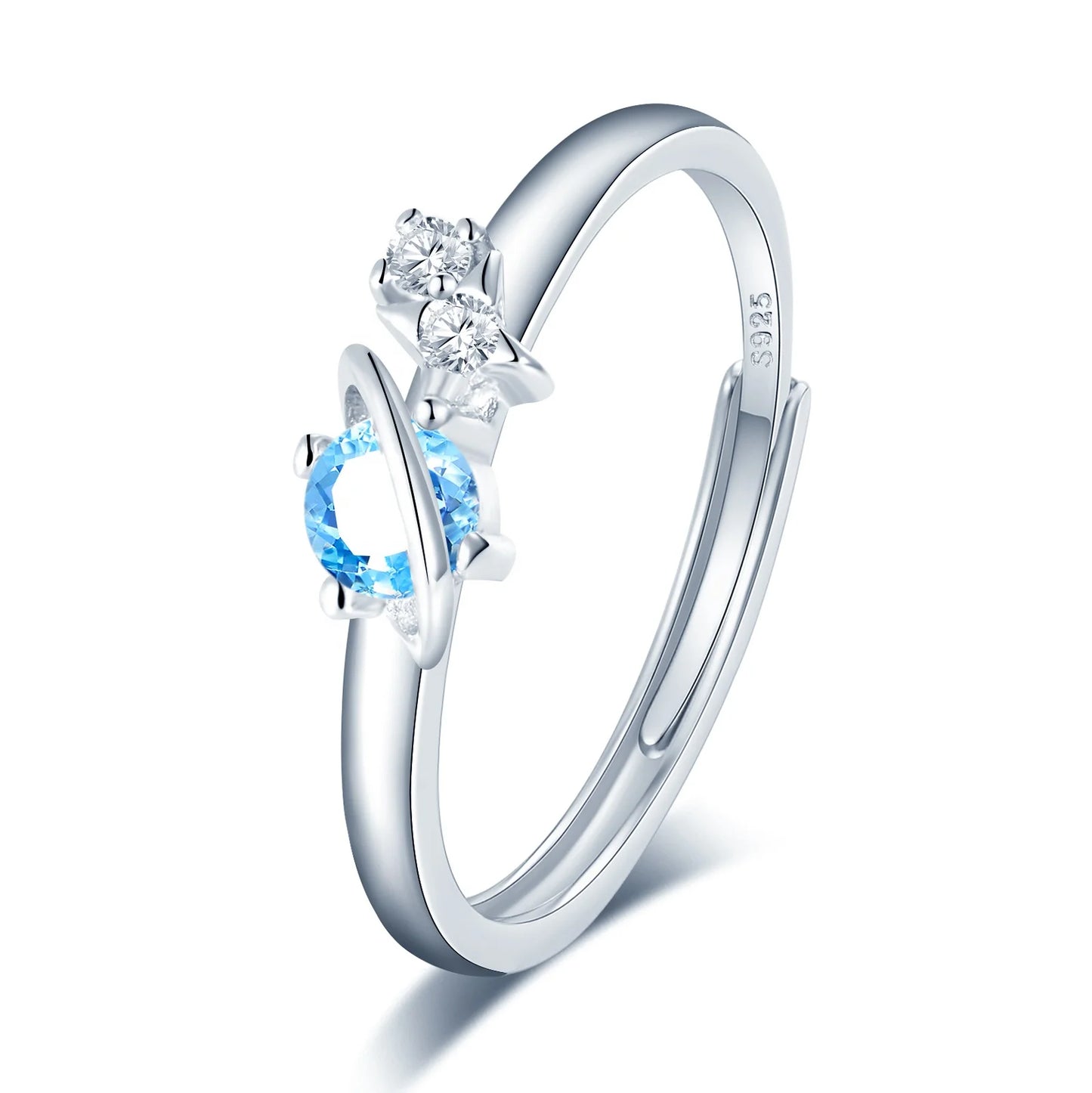 Happy Planet Star Openwork Silver Ring 925 Sterling Silver Open Finger Rings for Girls Fine Jewelry