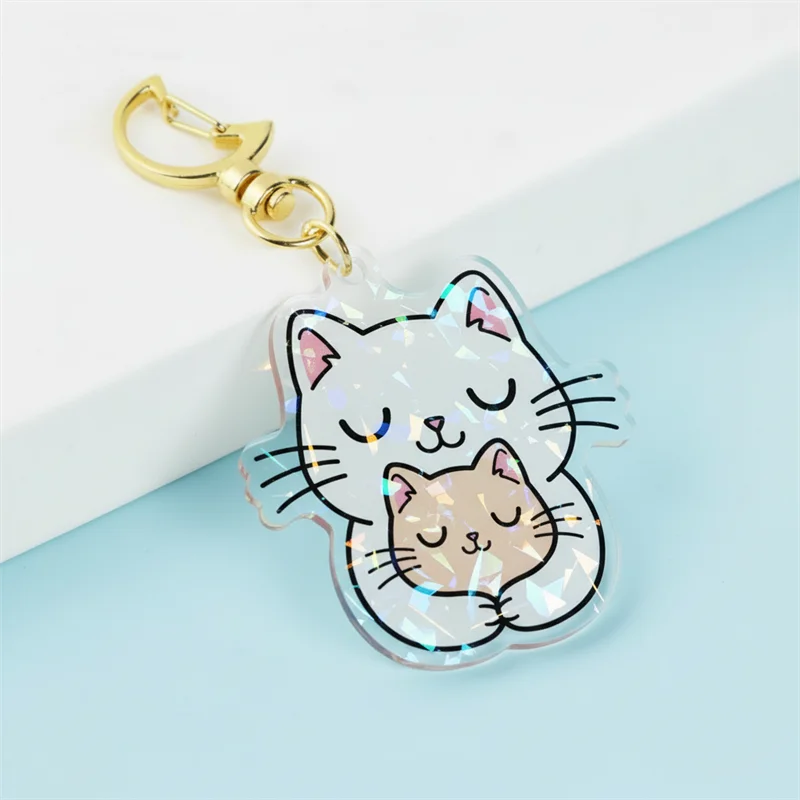 Customized Transparent Gradient Epoxy Keychain Acrylic Double-Sided Printing Custom Rainbow Keychain