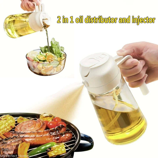 Rociador de aceite de cocina 2 en 1 de 500 ml, botella pulverizadora de aceite de oliva, dispensador de aceite para bar…