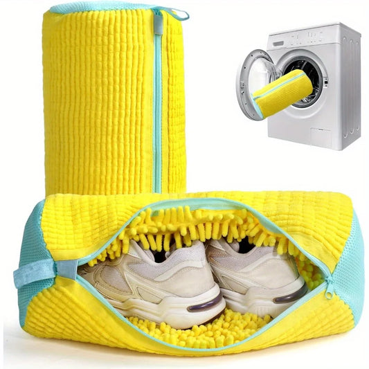 Bolsa duradera para lavadora de zapatos para todo tipo de zapatos, amarilla con cremallera azul, ideal para zapatillas…