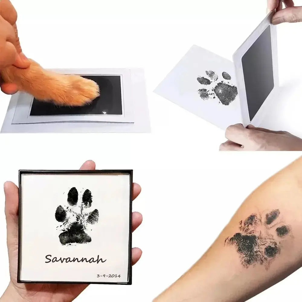 Almohadilla de tinta táctil limpia con estampado de pata, recuerdo de propietario de Mascota de perro o gato, Kit de fa…