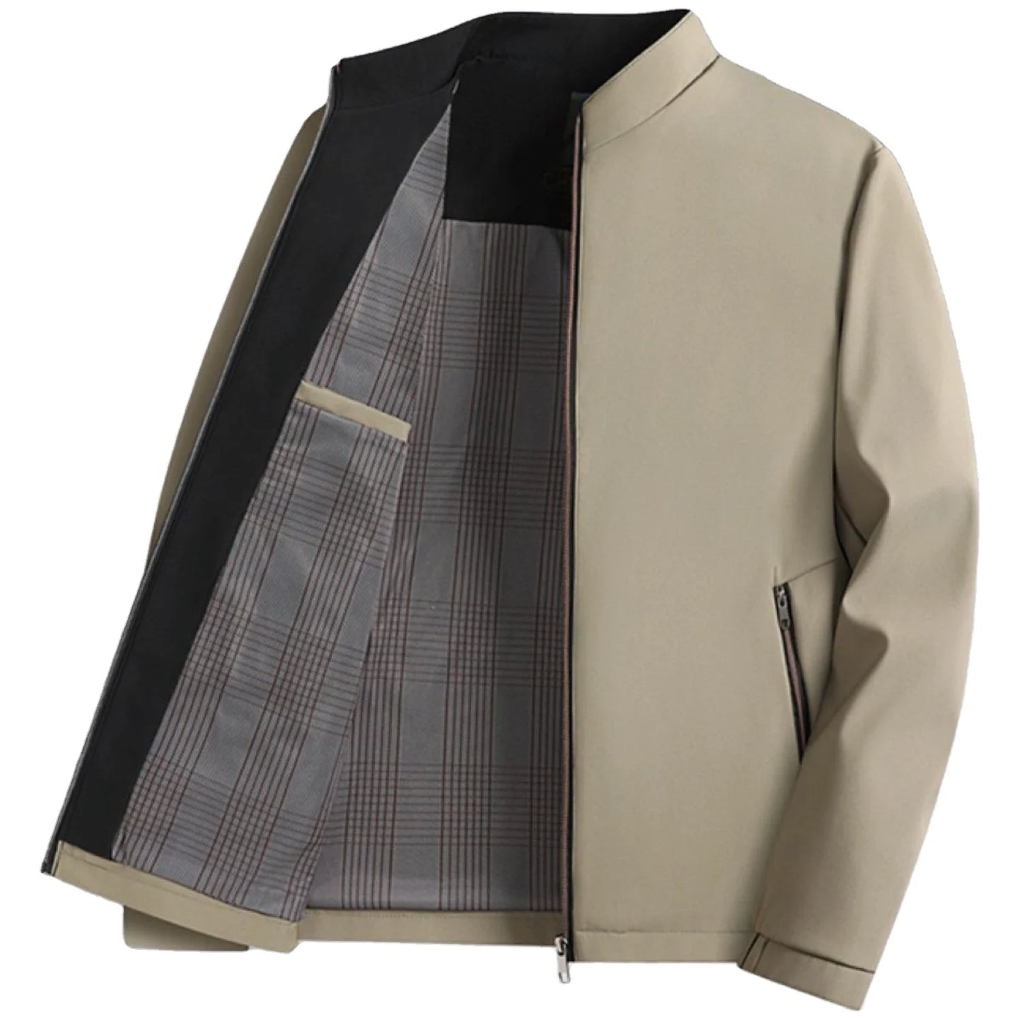 Oem Customized logo Design Middle Aged Men's Business Top Jacket in Silk for Spring and Autumn Casual Stand Collar Style