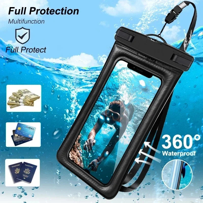 Bolsa Impermeable Transparente para Teléfono de PVC, Bolsa Seca con Pantalla Táctil Luminosa y Cierre Hermético para Na…