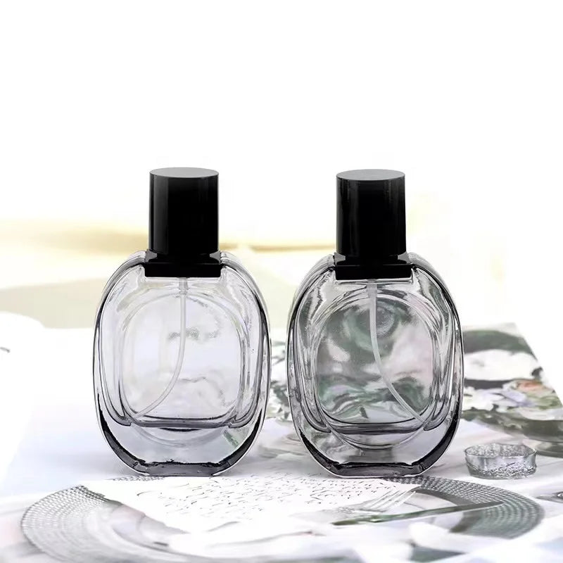 New Stock 30ml Clear Frost Black Perfume Spray Bottle with Screen Printed Eco-friendly Recyclable Luxury Design