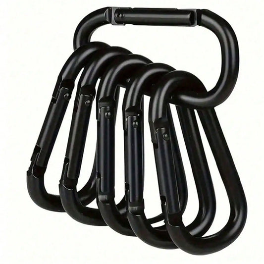Hebillas de Gancho Tipo D Negras, Versátiles, de 6 Piezas, para Exteriores: Duraderas