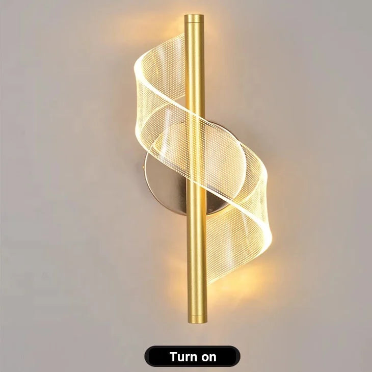 5W LED Changeable Color  Golden Acrylic Wall Lamps Modern Indoor Hotel Sconces for Corridor Aisle