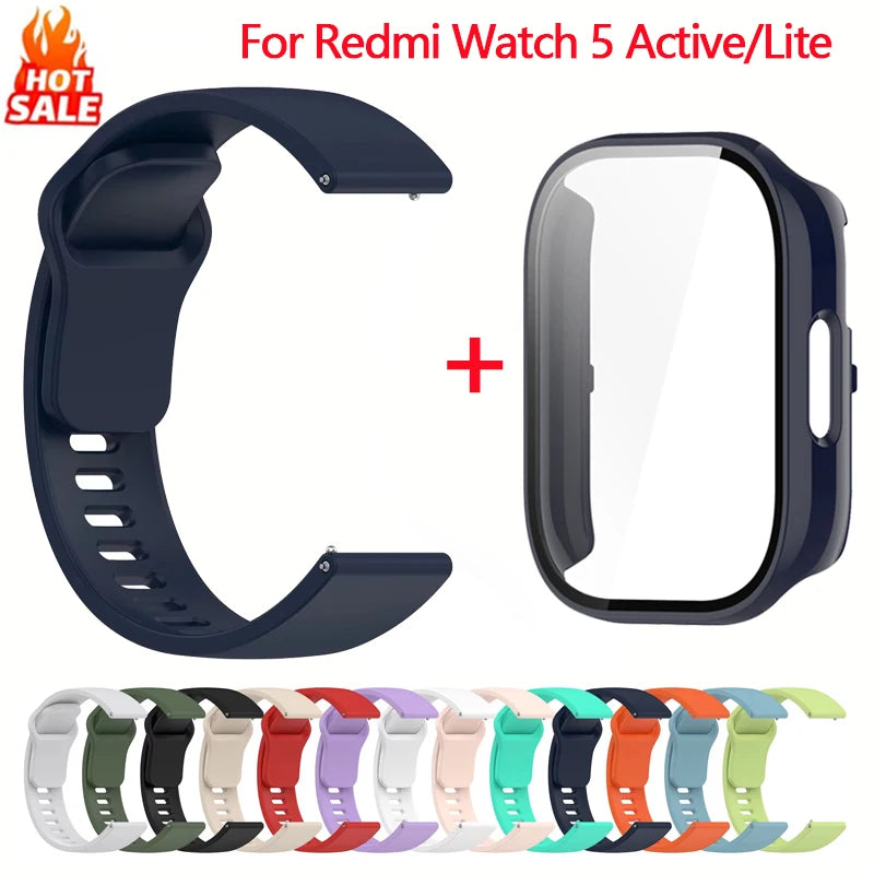 Correa de silicona + funda para Xiaomi Redmi Watch 5, accesorios para reloj inteligente, pulsera deportiva para Redmi w…