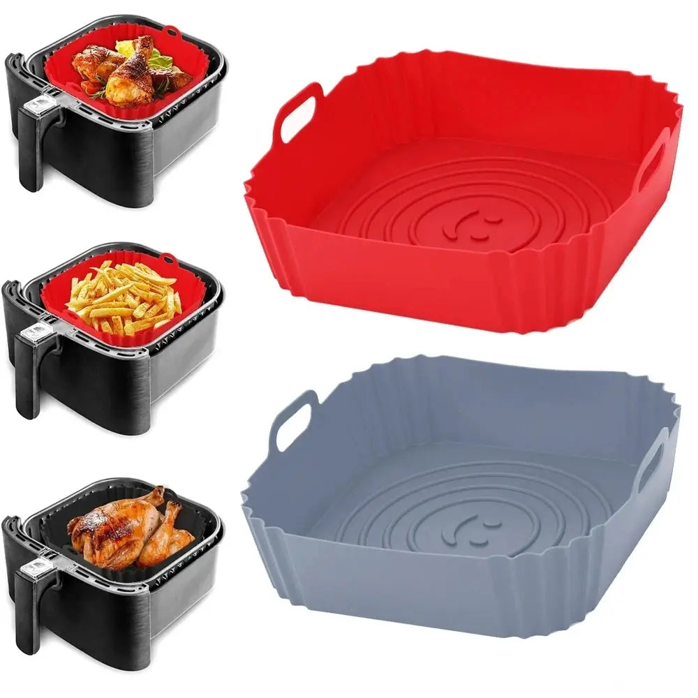 Bandeja de silicona reutilizable para freidora de aire, accesorios de revestimiento para horno, Pizza, pollo frito, ces…