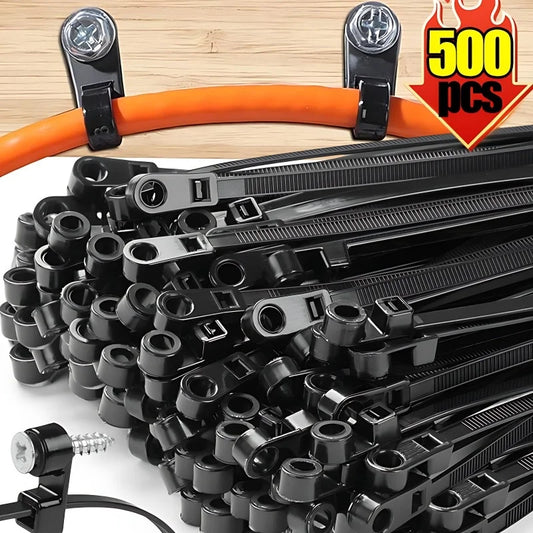 Bridas para cables con orificio para tornillo, bridas para cables de nailon fijas reutilizables, correas autoblocantes,…