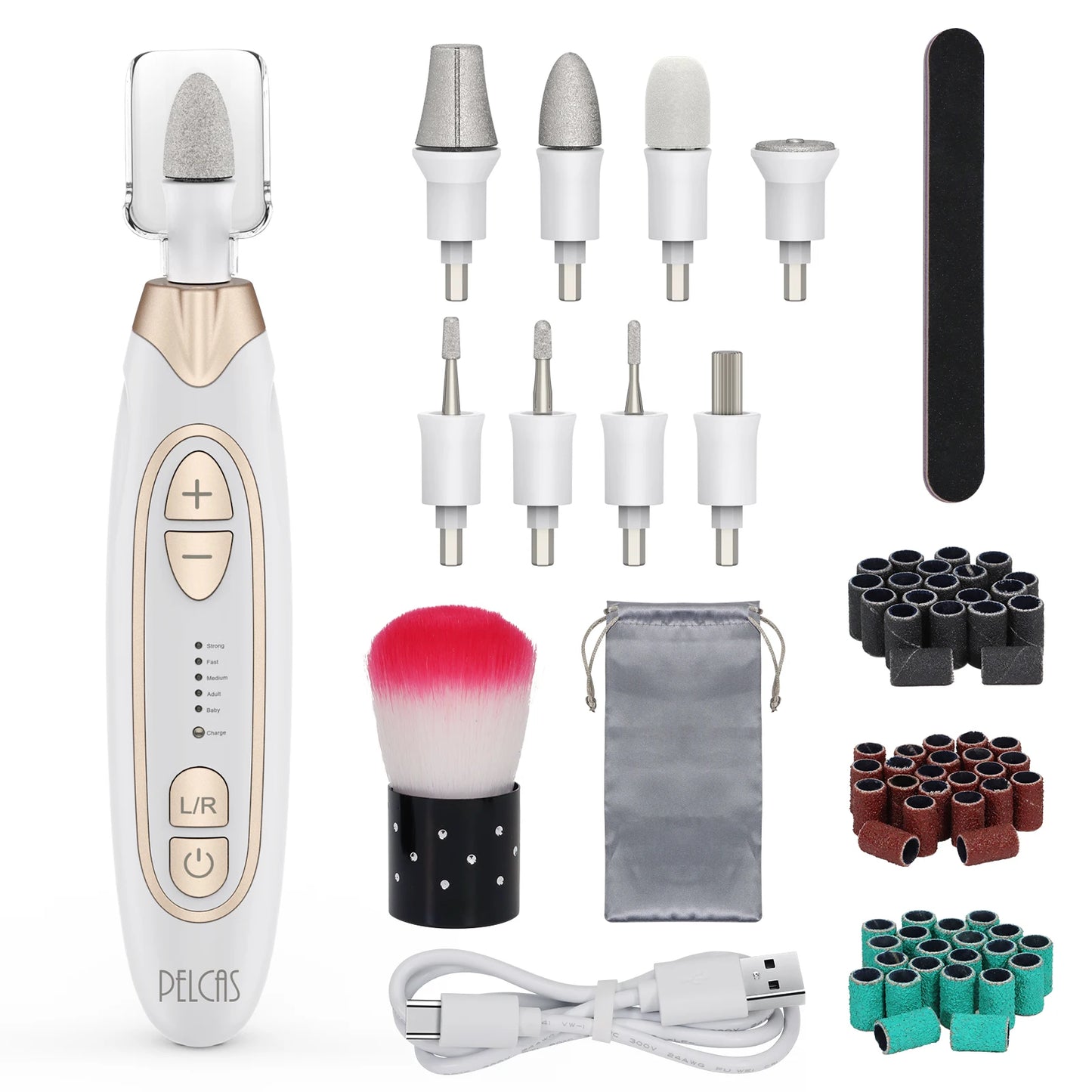 PELCAS Mini Nail Drill Machine USB Charging Manicure Tool with 4500 RPM