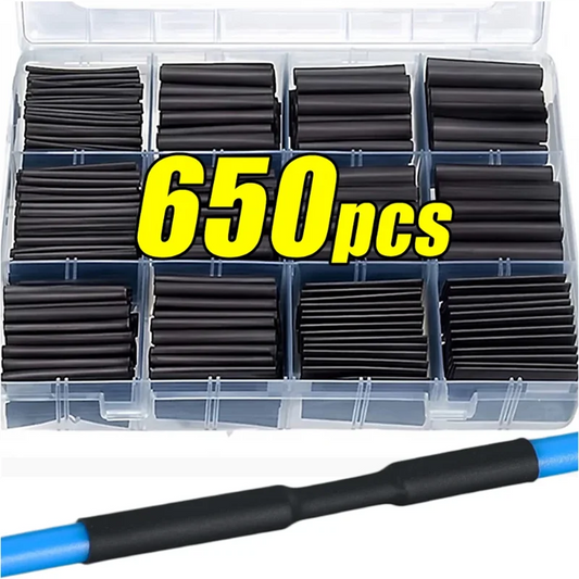 Kit de Tubo termorretráctil negro, tubo termorresistente, envoltura de cables retráctiles, Cable de conexión eléctrica,…