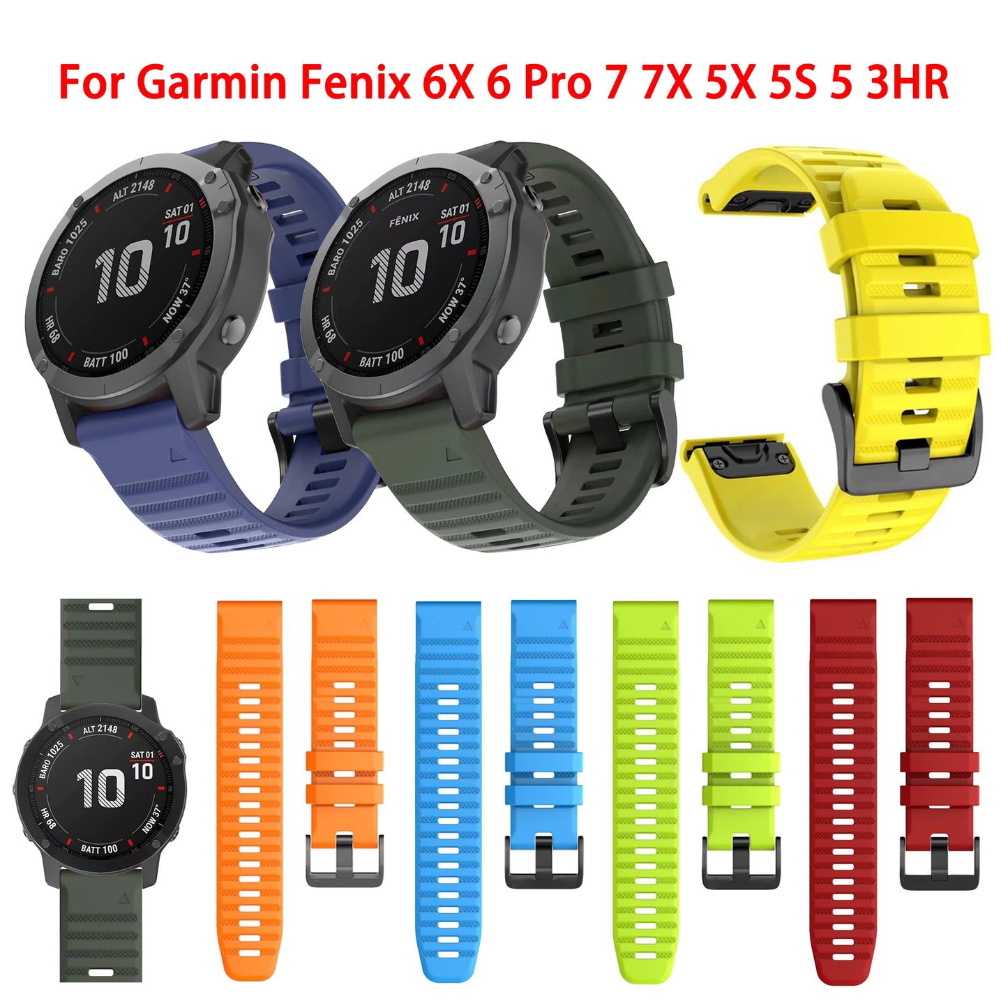 Correa de silicona para fenix 6 Pro 7 5 Plus 22 20 26mm QuickFit para Garmin fenix 6X Pro 7X 5X 6S 7S Forerunner 935 94…