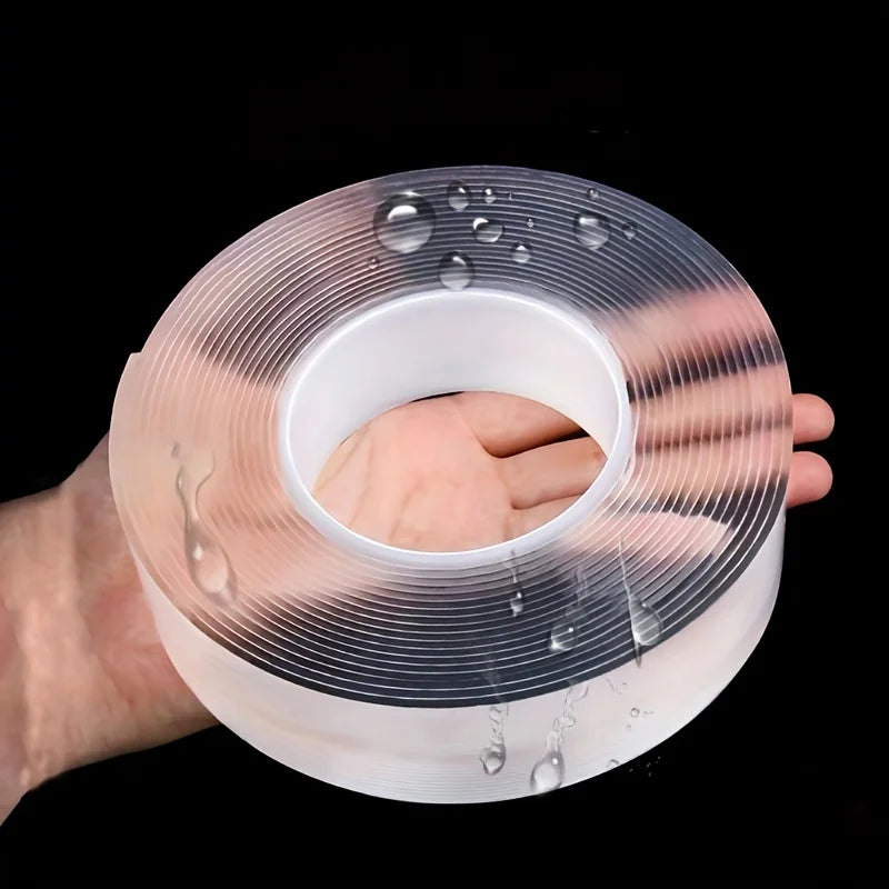 "Cinta adhesiva impermeable de doble cara reutilizable versátil: perfecta para suministros de cocina y baño"