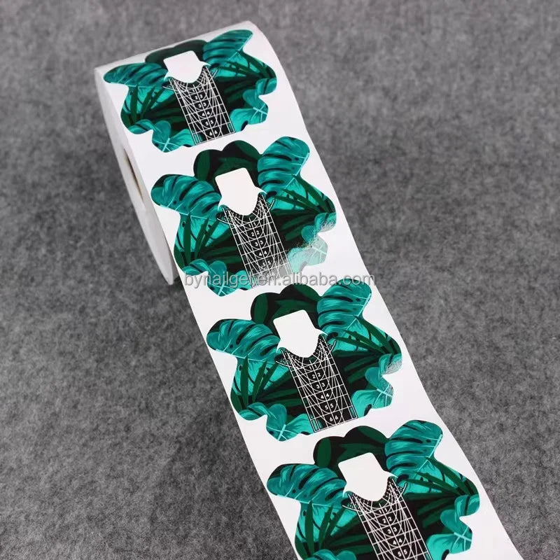 Professional Customize Design Gel Acrylic Nail Extension Form Tool Thick Paper 500pcs Roll Aluminum Nail Forms