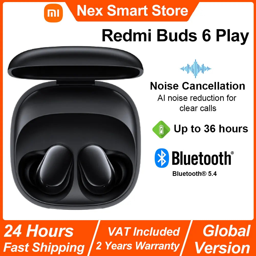 Xiaomi Redmi Buds 6 Play Auricular Bluetooth inalámbrico, reducción de ruido AI, auricular inalámbrico con control táct…