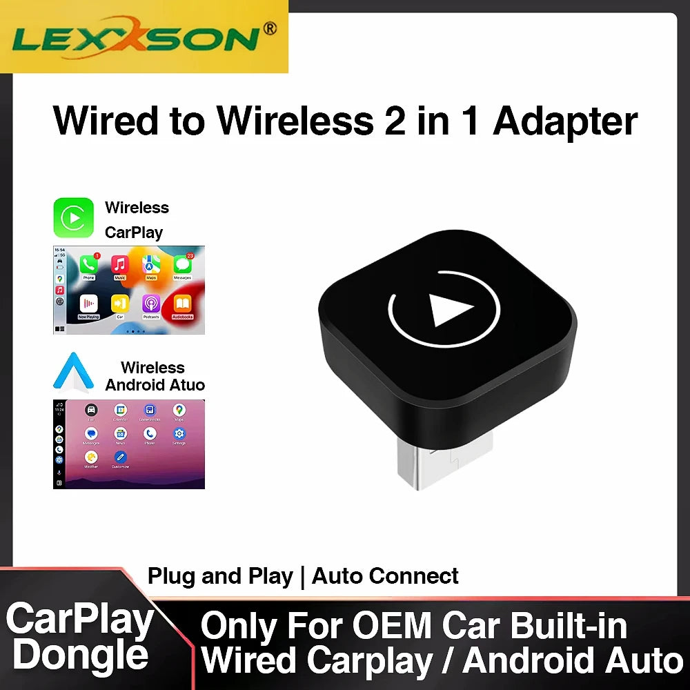 Dongle inalámbrico CarPlay 2 en 1, adaptador inalámbrico para Android Auto, caja inteligente AI, sistemas inteligentes…