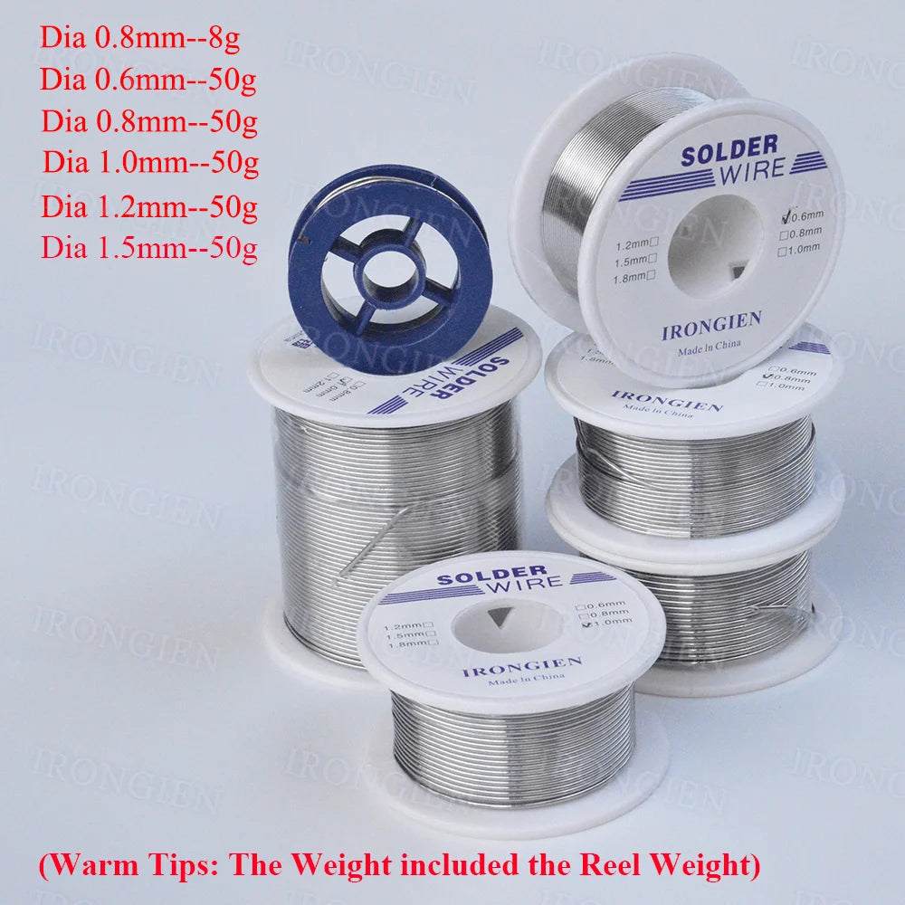 Alambre de soldadura de alta pureza Irongien, 8g/50g/rollo, núcleo de resina de estaño mixto, diámetro 0.6-1.5mm, alamb…
