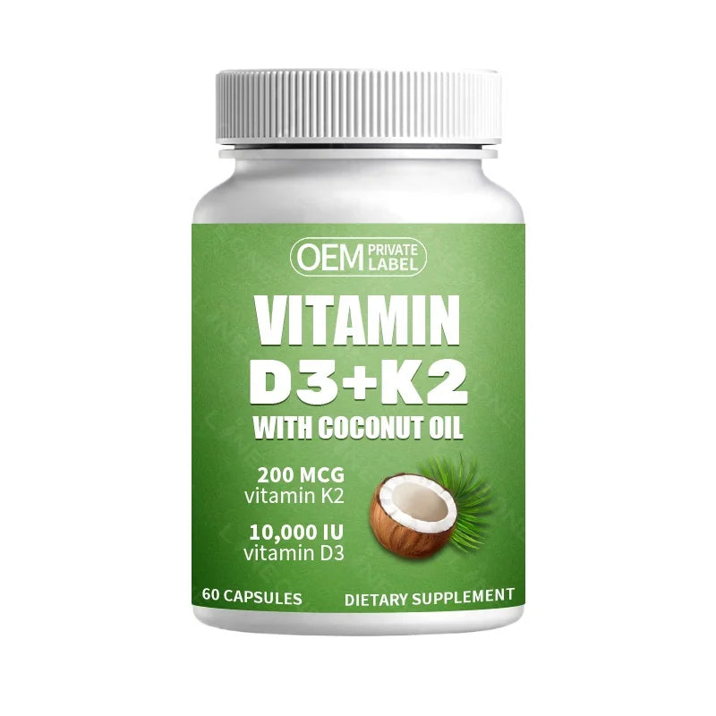 OEM/ODM Vitamin D3 + K2 10000 IU for Bone Immune & Heart Support for Women Man