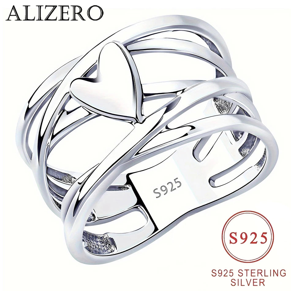 Anillo de Plata de Ley 925 con Forma de Corazón, Estilo Francés Chic, Diseño Único, Joyería de Moda para Mujer, Perfect…