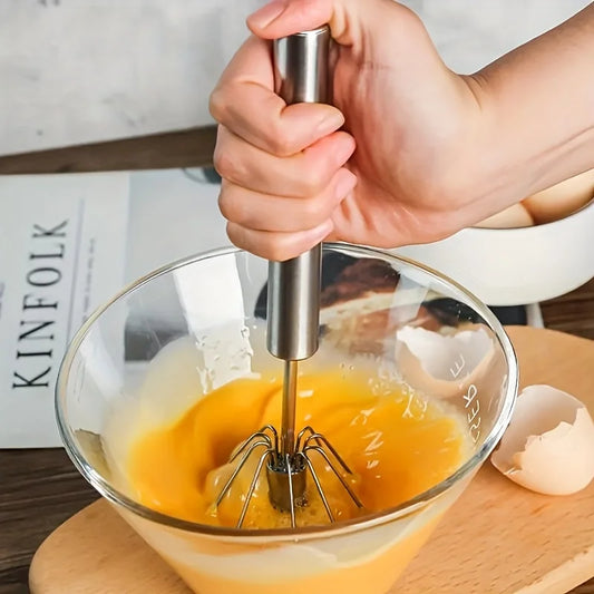 Batidor de huevos de acero inoxidable, mezclador semiautomático duradero para mezclar crema de huevo sin esfuerzo, agit…