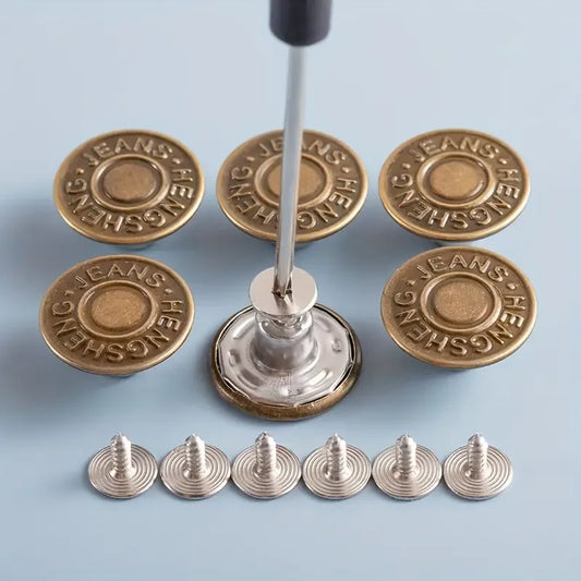10 botones ajustables para pantalones vaqueros de bronce sin costura, cierres a presión para ropa vaquera de Metal dura…